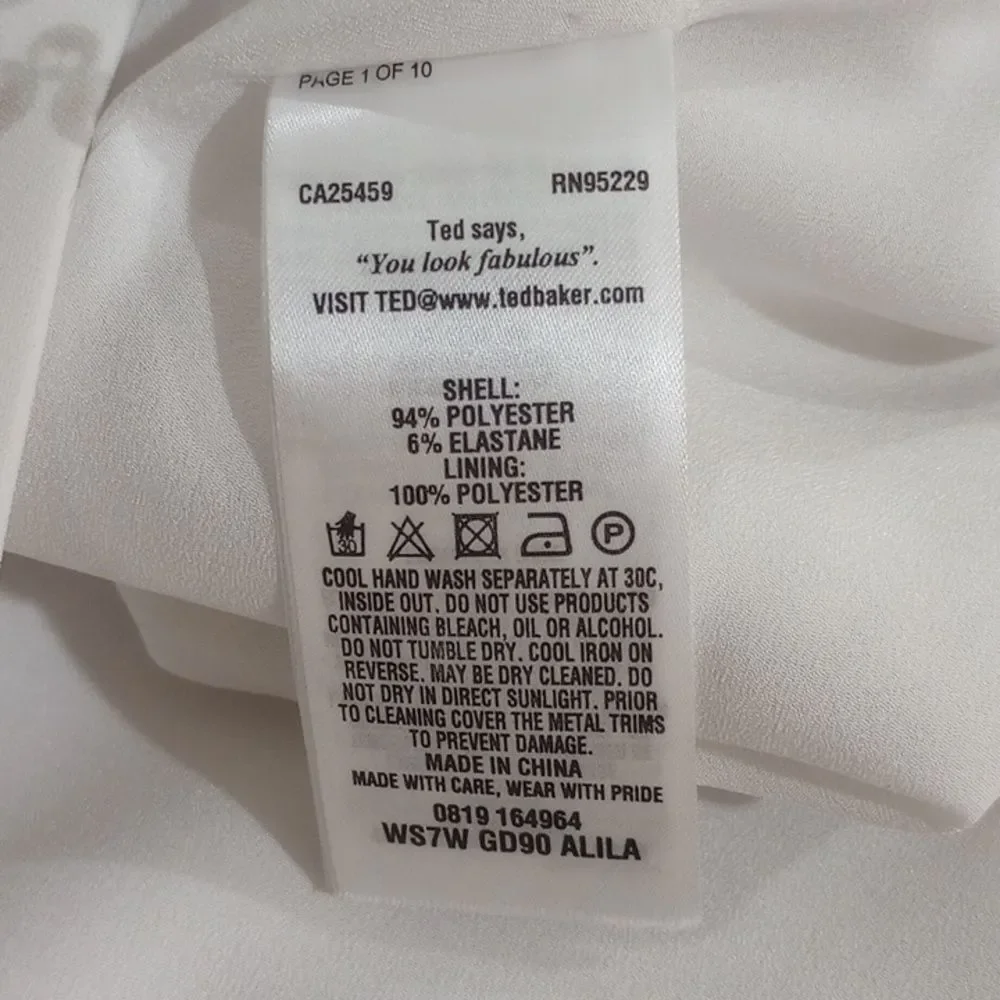 Ted Baker London Alila Cap Sleeve Sheath Dress Floral Pearl White Size 3 / 6 - 8 - Picture 13 of 14